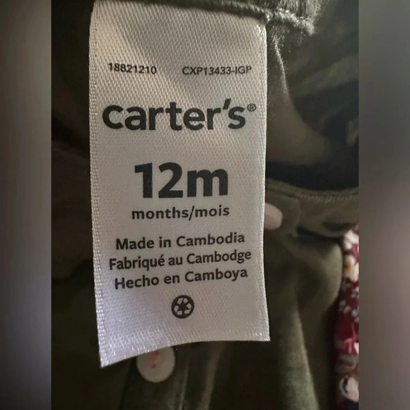 Carters Baby Girls 2,Pc. Tunic and Floral,Print Leggings Set 12 months - Picture 3 of 4